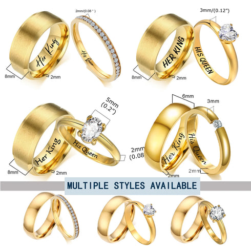 Custom Couple Rings Gift with Card Women Men PVD Plated Gold Name Rings Love Wedding Bands Personalized Name Ring Wedding Gifts
