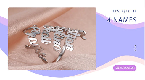 Custom Double First Name Finger Ring For Women Men Personalized Couple Family Gift Gold Color Stainless Steel Metal Jewelry