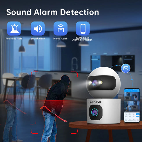 Lenovo Dual Lens HD IP Security Camera 8MP indoor WiFi Camera Auto Tracking Color Night CCTV Audio Video Surveillance Camera