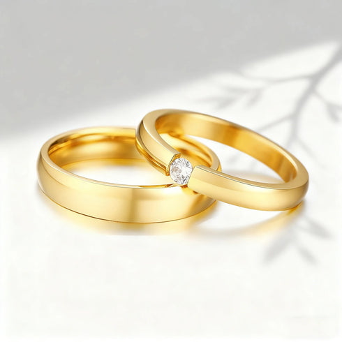 Custom Couple Rings Gift with Card Women Men PVD Plated Gold Name Rings Love Wedding Bands Personalized Name Ring Wedding Gifts