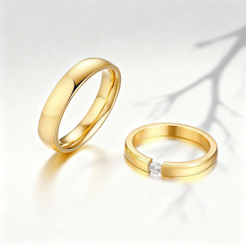 Custom Couple Rings Gift with Card Women Men PVD Plated Gold Name Rings Love Wedding Bands Personalized Name Ring Wedding Gifts