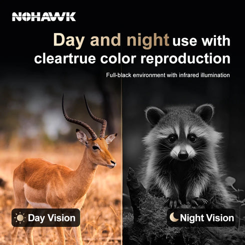 NOHAWK 2K Digital Night Vision Binoculars with Laser Rangefinder 4 Level Infrared Adjustable, Photo/Video Recording for Hunting