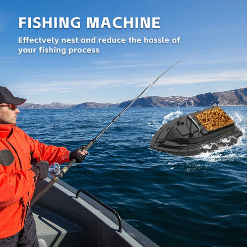 D16 Fishing Bait Boat with Single Bait Containers Automatic Bait Boat with Remote Control with 400-500M Remote Range 12000mAh