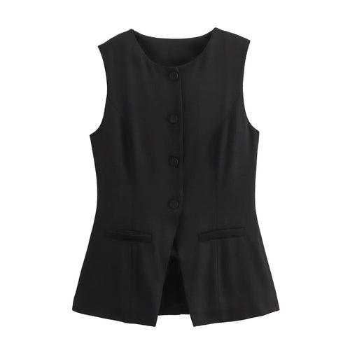 MUJER 2025 White Sleeveless Vest Women Button Summer Vests for Women Jacket Pink Vest Top Women Streetwear Women's Tailored Vest