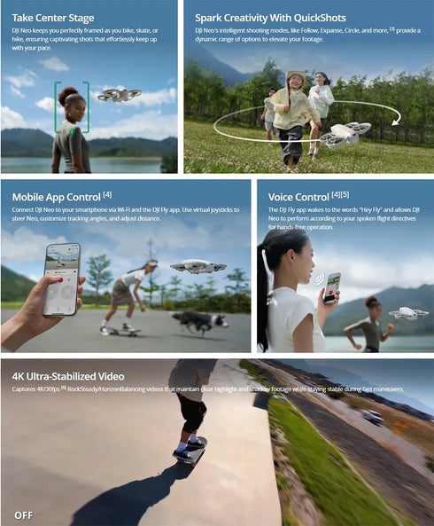Global Version DJI Neo Drone Fly Camera Drone/Combo 4K Stabilized Video Portable Full-Coverage Propeller Guards