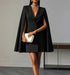 Women Dresses 2025 Spring Autumn New Commuting Double Breasted Shawl Cape Solid Color V-Neck Mini Dress Fashion Women's Clothing