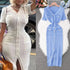 YuooMuoo 2026 New Arrival Women Knitted Long Dress Elegant V-neck Single-breasted Split Sweater Dress Office Lady Vestidos