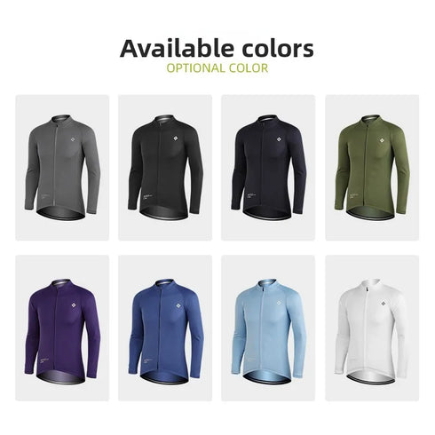 XINTOWN Men's Long Sleeve Cycling Jersey, Spring/Summer Racing Apparel, Export Bicycle Clothing, Solid Color Long Top