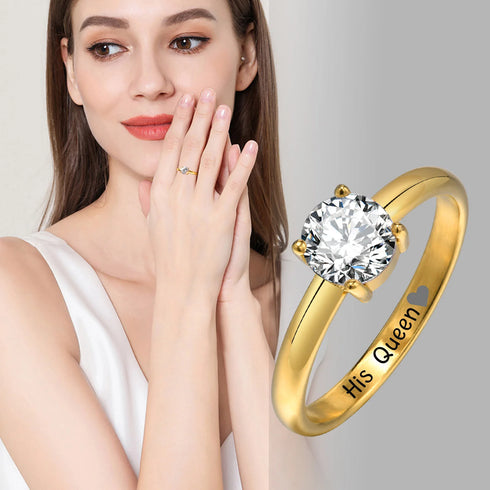 Custom Couple Rings Gift with Card Women Men PVD Plated Gold Name Rings Love Wedding Bands Personalized Name Ring Wedding Gifts