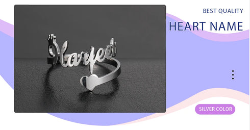 Custom Double First Name Finger Ring For Women Men Personalized Couple Family Gift Gold Color Stainless Steel Metal Jewelry