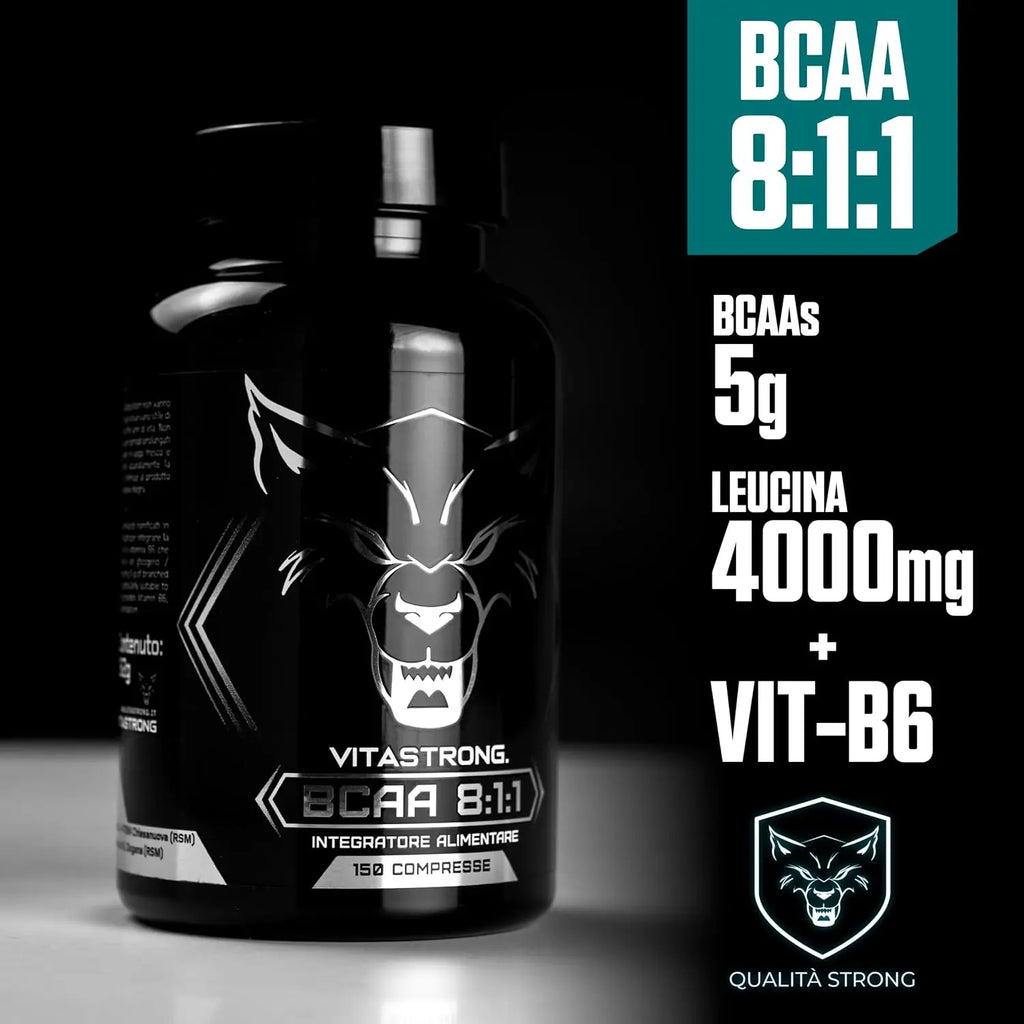BCAA 8 1 1 Branched Amino Acids 5000mg with Vitamin B6, L Leucine, Isoleucine, Valine, Essential Amino Acids and Vitamins B6, Pre Workout, Intra Workout, Post Workout, 150 BCAA Tablets Vitastrong
