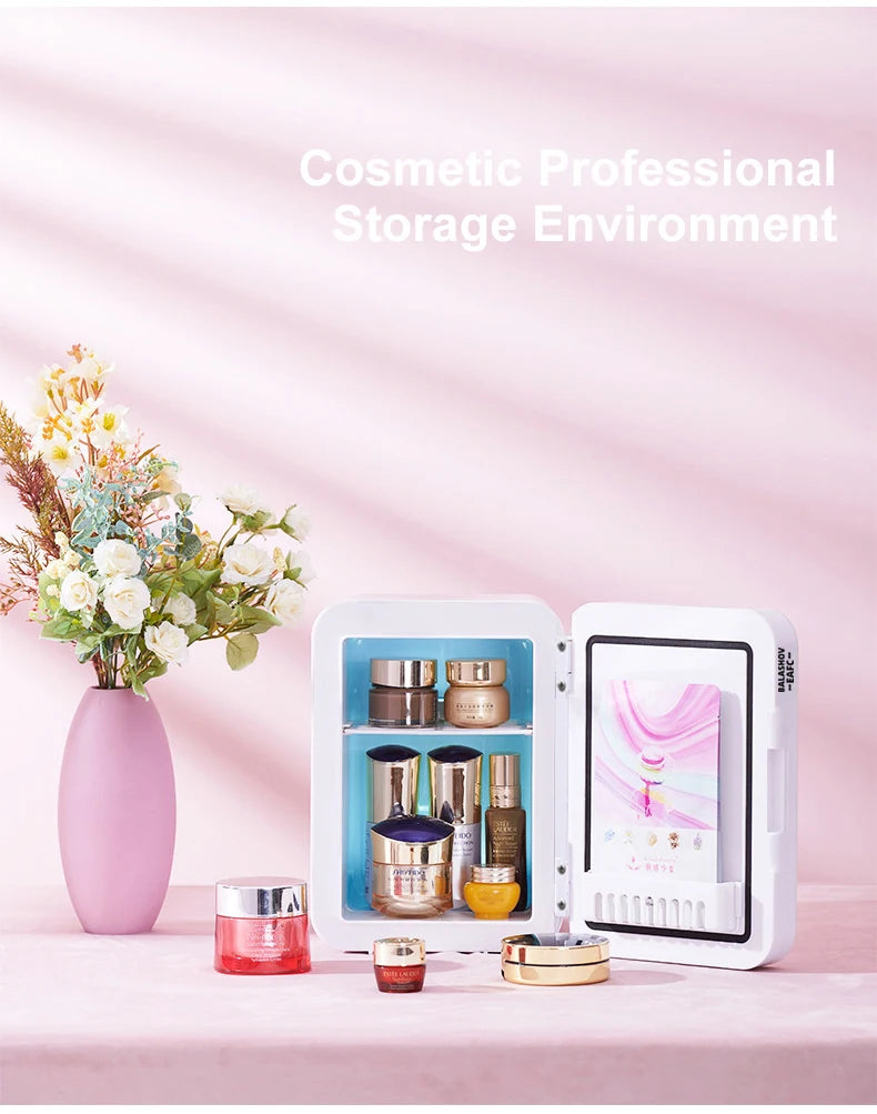 Mirror Car Refrigerator Home Small Fridge Mask For Makeup Cosmetics Home Refrigerator Cooling With LED Light Refrigerator For Makeup 4L/6L EU