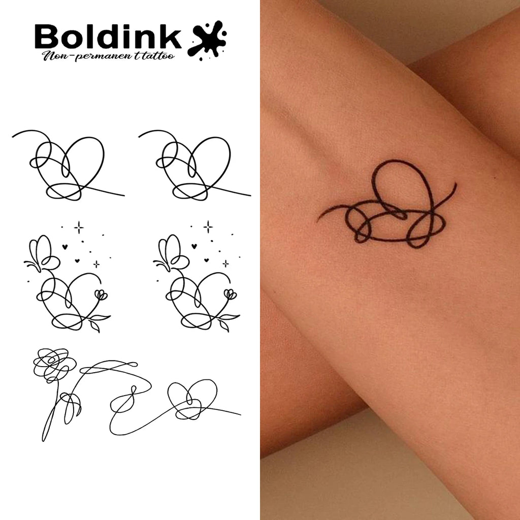 Heart butterfly Temporary Tattoo,Lasts To 15 Days New Technology Magic Waterproof Semi Permanent Sticker.