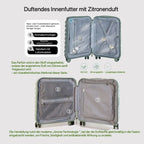 SUPER SOLU suitcase (18-inch hand luggage/22-inch checked luggage, selectable separately), PC+ABS lightweight trolley with antibacterial nanosilver handle, TSA lock, organizer interior hand fan – shipped from Germany