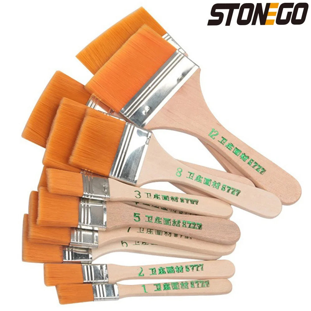12pcs/set Memory Nylon Paint Brushes Set for Acrylic Oil Drawing Watercolor Wooden Painting Brush Tools Art Supplies Main image