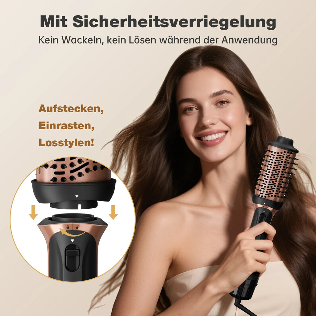 Professional 5-in-1 Hot Air Brush Set, Ionic Technology, 1200W Hair Dryer Styler Tool, 4 Heat Settings, 360° Swivel Cord