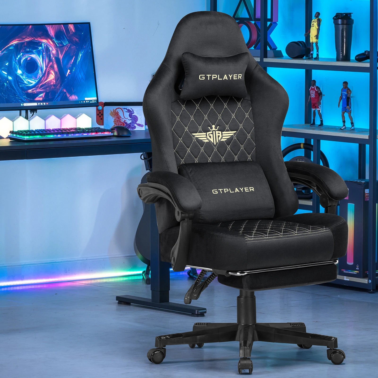 GTPLAYER Gaming chair fabric Gaming Chair Ergonomic office boot PC chair, Adjustable and Rotatable Desk Chair Main image