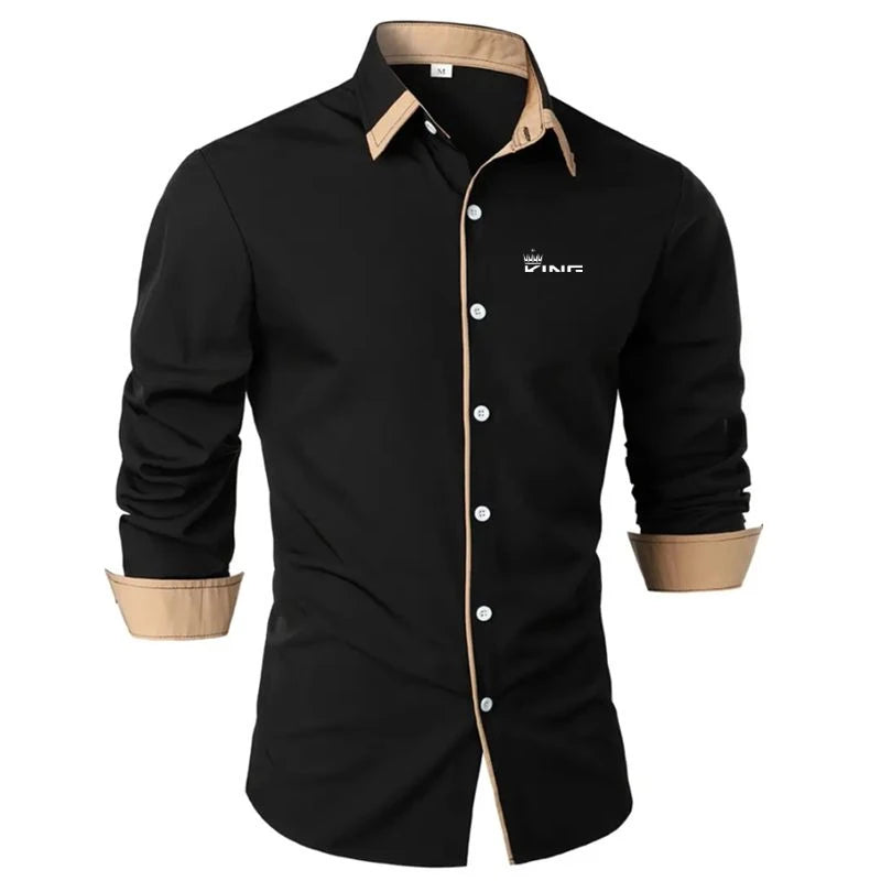 Men's Shirt Dress Shirt Casual Shirt Button Up Shirt Prom Shirt Plain Formal Long Sleeve Lapel All Seasons Men's Clothing