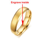 Vnox Personalize Stainless Steel Beveled Edge Brushed Center Ring for Men Women Black Wedding Band Custom Name Letter Date Ring