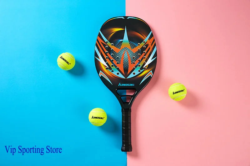 Kawasaki Padel Tennis Carbon Fiber Soft EVA Face Tennis Paddle Racquet Racket with Padle Bag Cover Power Beach Tennis Paddle