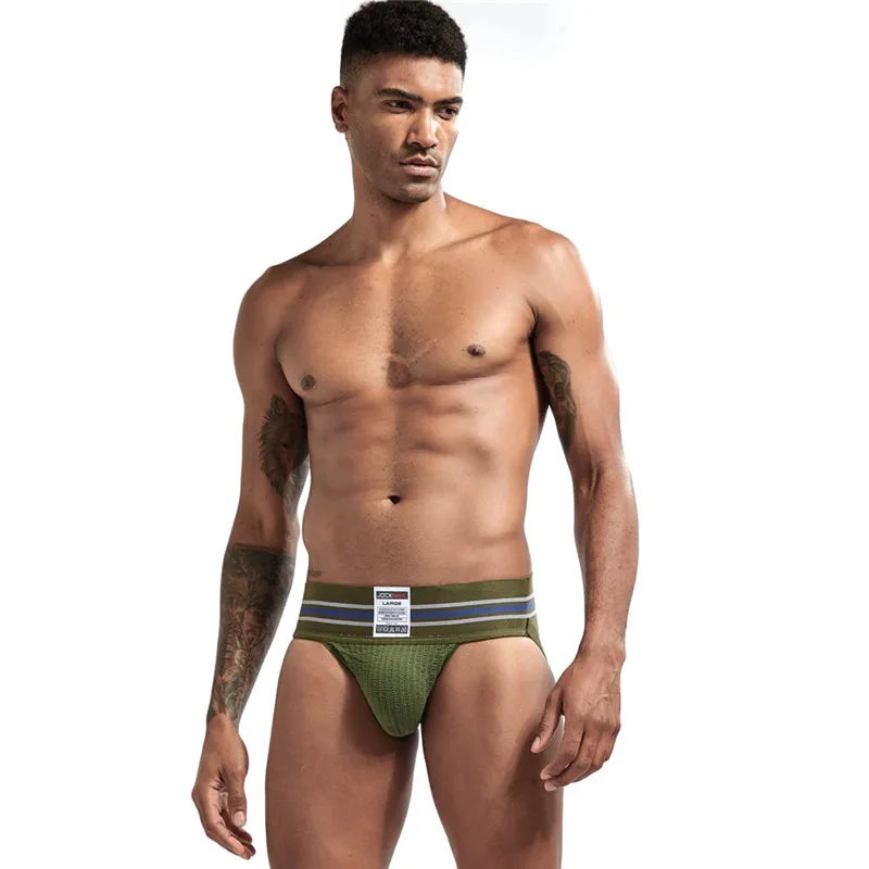 JOCKMAIL sexy men underwear jockstrap homme mens jockstrap underwear man thong jockstrap gay jock strap cotton Breathable white