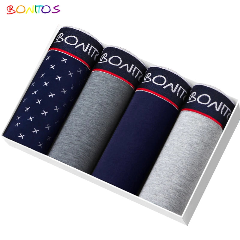 4pcs Boxer Shorts Men's Panties Homme Underpants Boxershorts Underwear for Man Cotton Male Couple Sexy Set Calecon Lot Soft Box Main image