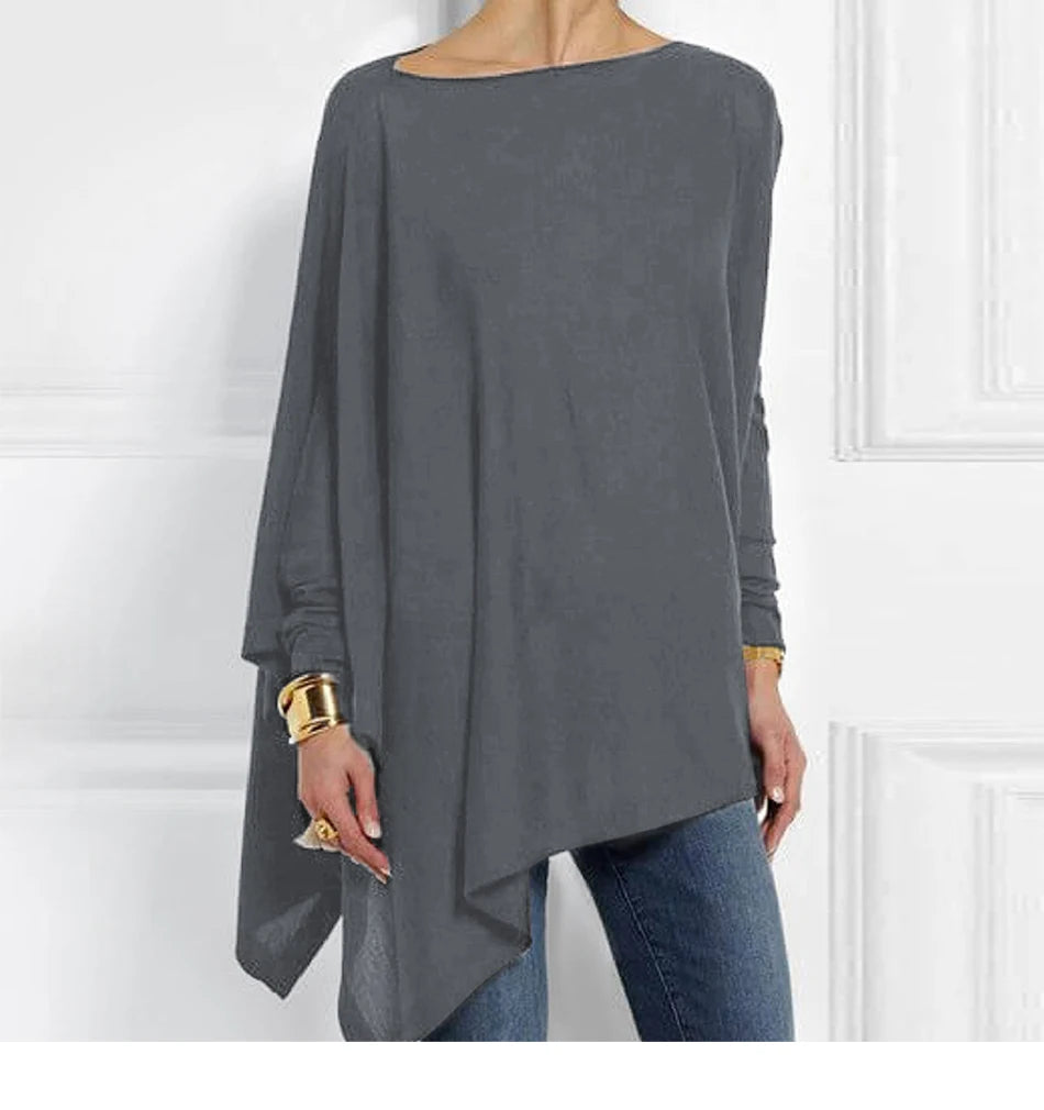 Cotton Irregular Women Blouses Shirt 2022 Autumn Female Solid Pullover Tops Casual O Neck Long Sleeve Blouse Ladies Tunic Blusas