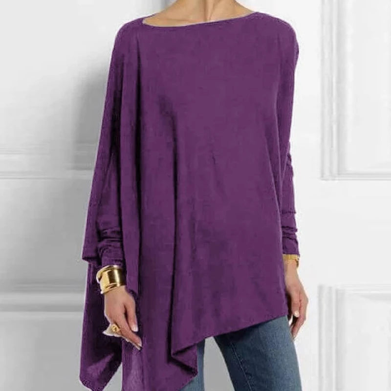 Cotton Irregular Women Blouses Shirt 2022 Autumn Female Solid Pullover Tops Casual O Neck Long Sleeve Blouse Ladies Tunic Blusas