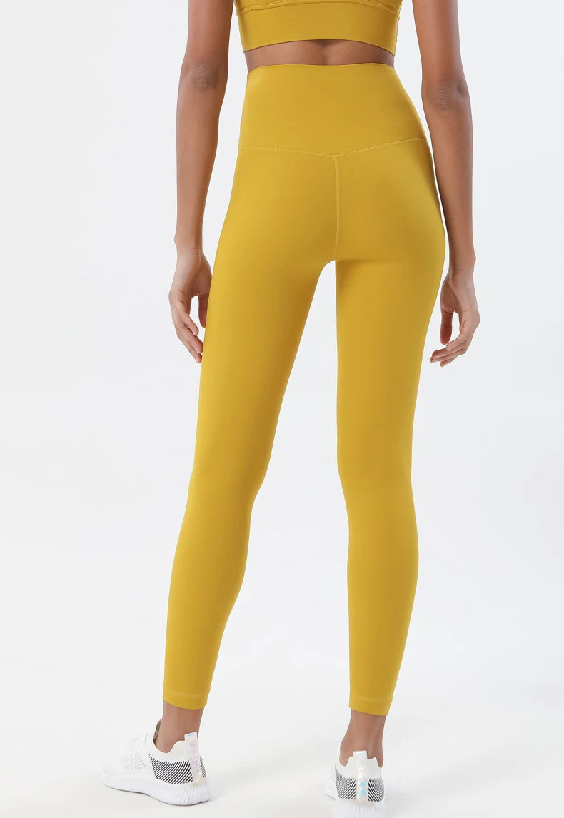 SOISOU Nylon Yoga Pants Gym Leggings Women Girl Fitness Soft Tights High Waist Elastic Breathable No T Line Sports Pants
