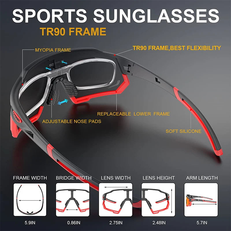X-TIGER Cycling Glasses UV400 Photochromic Cycling Sunglasses Sports Polarized Men's Sunglasses MTB Racing Bike Glasses Eyewear