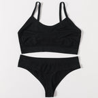 Women Buttery Soft Bra And Panties Set Push-Up Unlined Brassiere Breathable Ribbed Underwear Stretchy Crop Top Sexy Lingerie Set