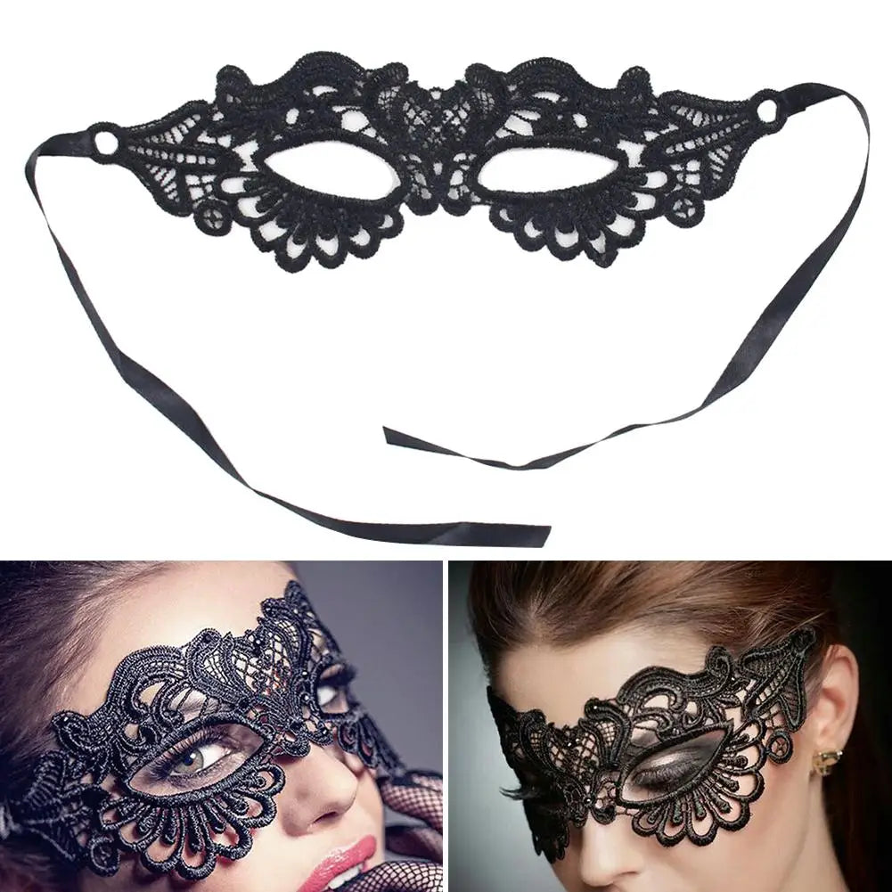 Women Carnival Mask Hollow Lace Masquerade Face Mask Princess Prom Party Props Black Eye Mask Halloween Costume for Women Secondary image
