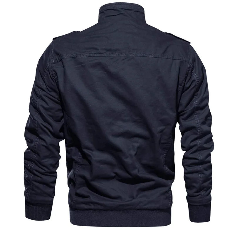 MAGCOMSEN Men's Fleece Jackets Windbreaker Coats Fall Winter Thermal Bomber Jackets Multi-pockets Stand Collar Motorcycle Jacket