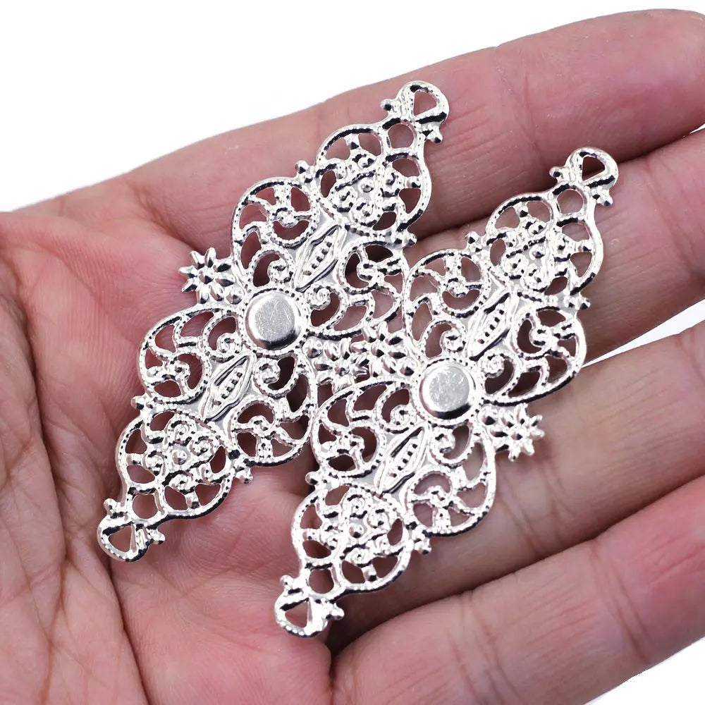10Pcs Connectors Pendants Butterfly Filigree Flower Wraps Metal Crafts For Embellishments Scrapbooking Jewelry DIY Accessories