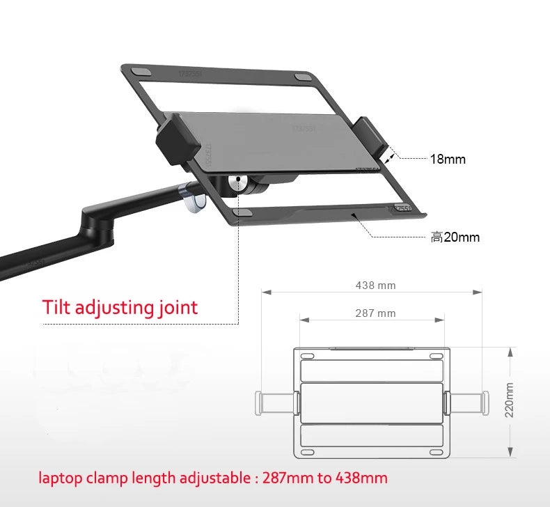 OL-3L aluminum silver Ergonomics 10"-17" desk laptop stand 32" monitor desktop bracket computer mount full motion column bar