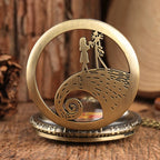 Retro Skull Punk Chain Necklace Quartz Pocket Watch Jack Pendant Retro Bronze Jewelry Fob Necklace Watches for Men Women Kids