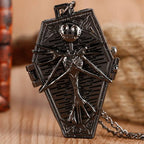 Retro Skull Punk Chain Necklace Quartz Pocket Watch Jack Pendant Retro Bronze Jewelry Fob Necklace Watches for Men Women Kids