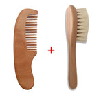 2pcs/ Set Newborn Hair Brush Comb Natural Wool Wooden Hairbrush Baby Kit Pure Natural Safety Material For Your Baby's Health