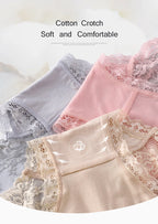 7Pcs Cotton Women's underwear lace transparent panties comfortable antibacterial plus size pants female sexy lingerie