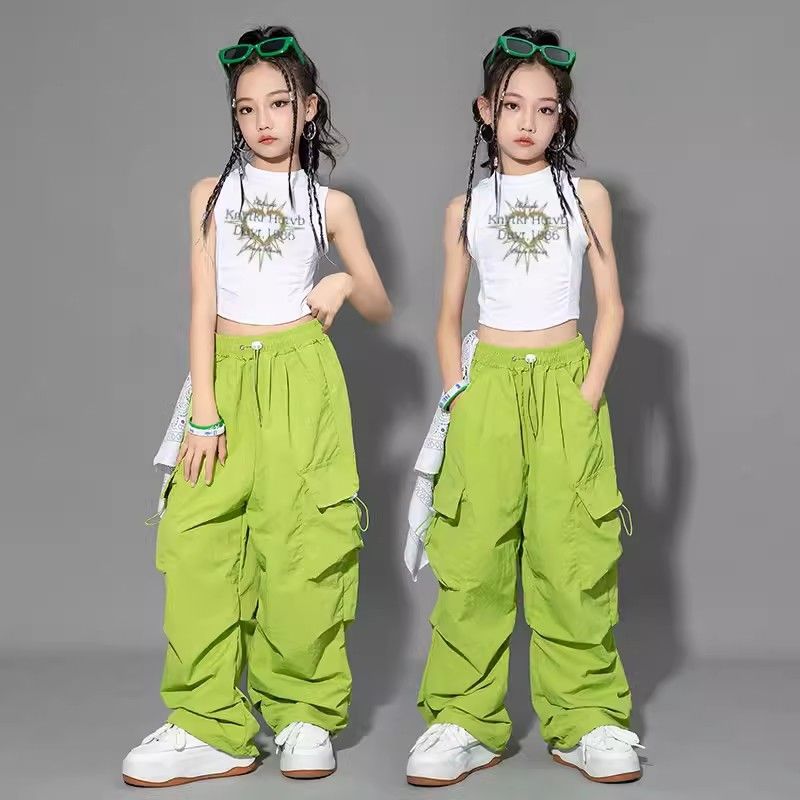 Cargo Pants for Teenage Kids New Summer Streetwear Hip Hop Sweatpants for Girls Baggy Wide Leg Straight Trousers 6 8 10 12 14 Y