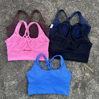 Solid Color Soft Tight Gym Yoga Underwear high strength shockproof Women Cross Back Fitness Bra Sport Top Comprehensive Butter