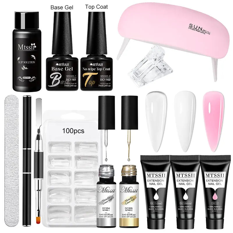 24PCS/Set 20ml Poly Naili Extension Gel  Kit Mini UV Lamp Sealer With Base Top Coat Professional Poly UVNail Gel Kit Starter Kit