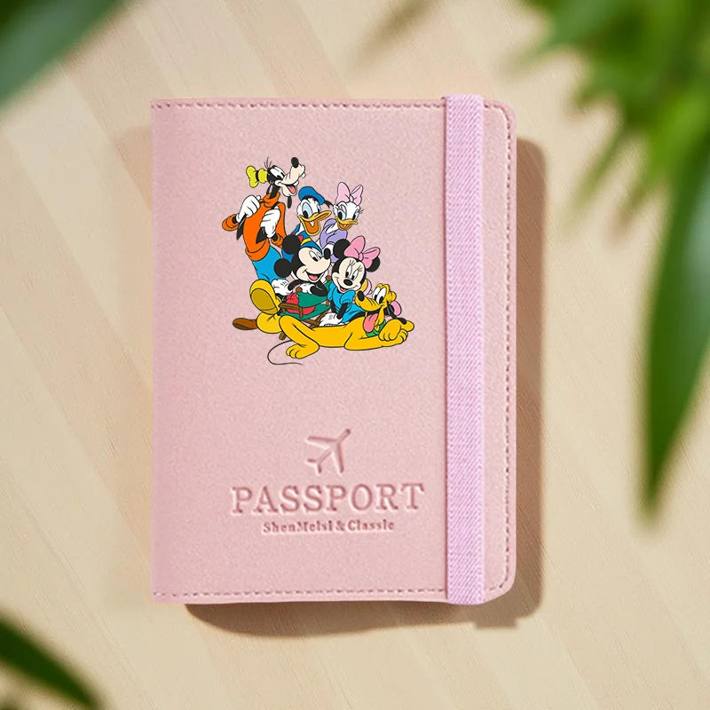 Mickey and Minnie Passport Wallet, Passport Holder, Travel Card Holders with Drawstring Closure for Holiday Use & Travel Commute Main image
