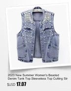 Fashion Denim Vest Women's Cropped Spring Summer Sleeveless Tops Short Jackets Waistcoat Top Outerwear Jean Cowboy Female