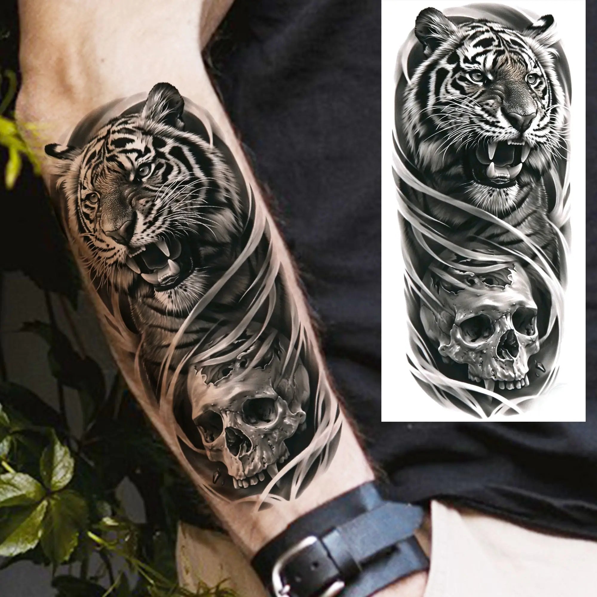 1 Sheet Cobra Snake Dragon Scorpion Temporary Tattoos For Men Women Waterproof Long Lasting Lion Tiger Wolf Fake Tattoo Stickers