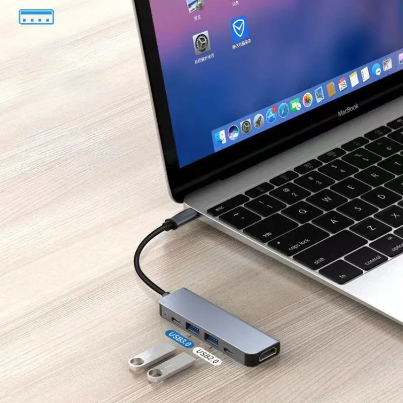 USB C Hub to 4K HDMI-Compatible USB 3.0 2.0 Type C PD Charging Dock for MacBook iPad Samsung S10 Dex TV Mouse Keyboard U Disk