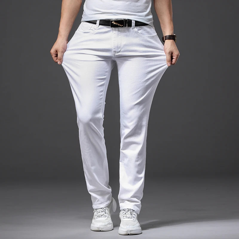 Men White Jeans Fashion Casual Classic Style Slim Fit Soft Trousers Male Brand Advanced Stretch Pants Secondary image