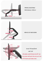 D-MOUNT K80 metal 17"-30" monitor desktop stand mount gas spring arm full motion rotate clamp grommet 2-9KG
