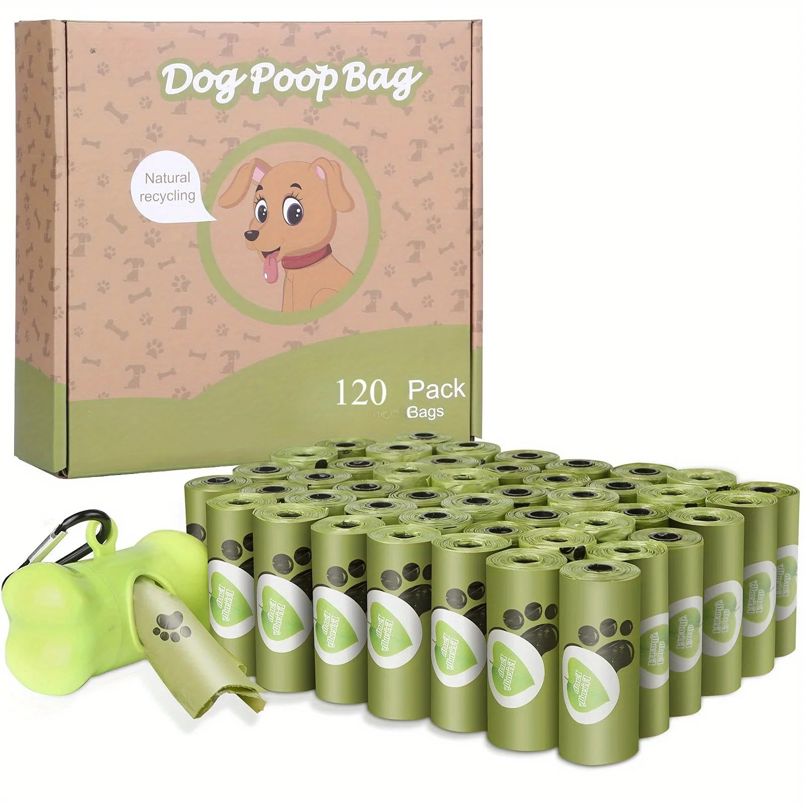 8 Rolls Biodegradable Dog Poop Bags Leak-Proof Unscented Waste Bags for Dogs High-Quality Corn Starch Material Main image