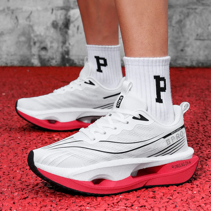 Men's Casual, Comfortable and Fashionable Road Running Shoes, Stable Inversion, Sports and Outdoor, Lace-Up Design, Low-Top Style, Fabric Upper and Comfortable Insoles, Non-Slip Wear-Resistant Soles, Geometric Patterns, Suita Secondary image